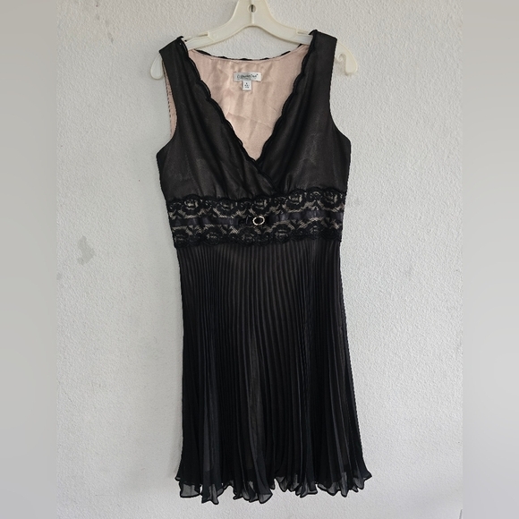 Coldwater Creek Dress Women Sz 10 Black Sleeveless Pleated Fit & Flare Cocktail - Picture 3 of 13